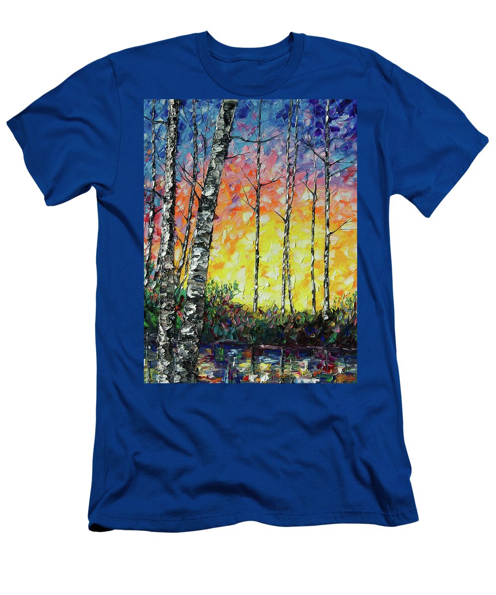 Rich T-Shirt featuring the painting Morning Breaks by OLena Art by Lena Owens - Vibrant Design and