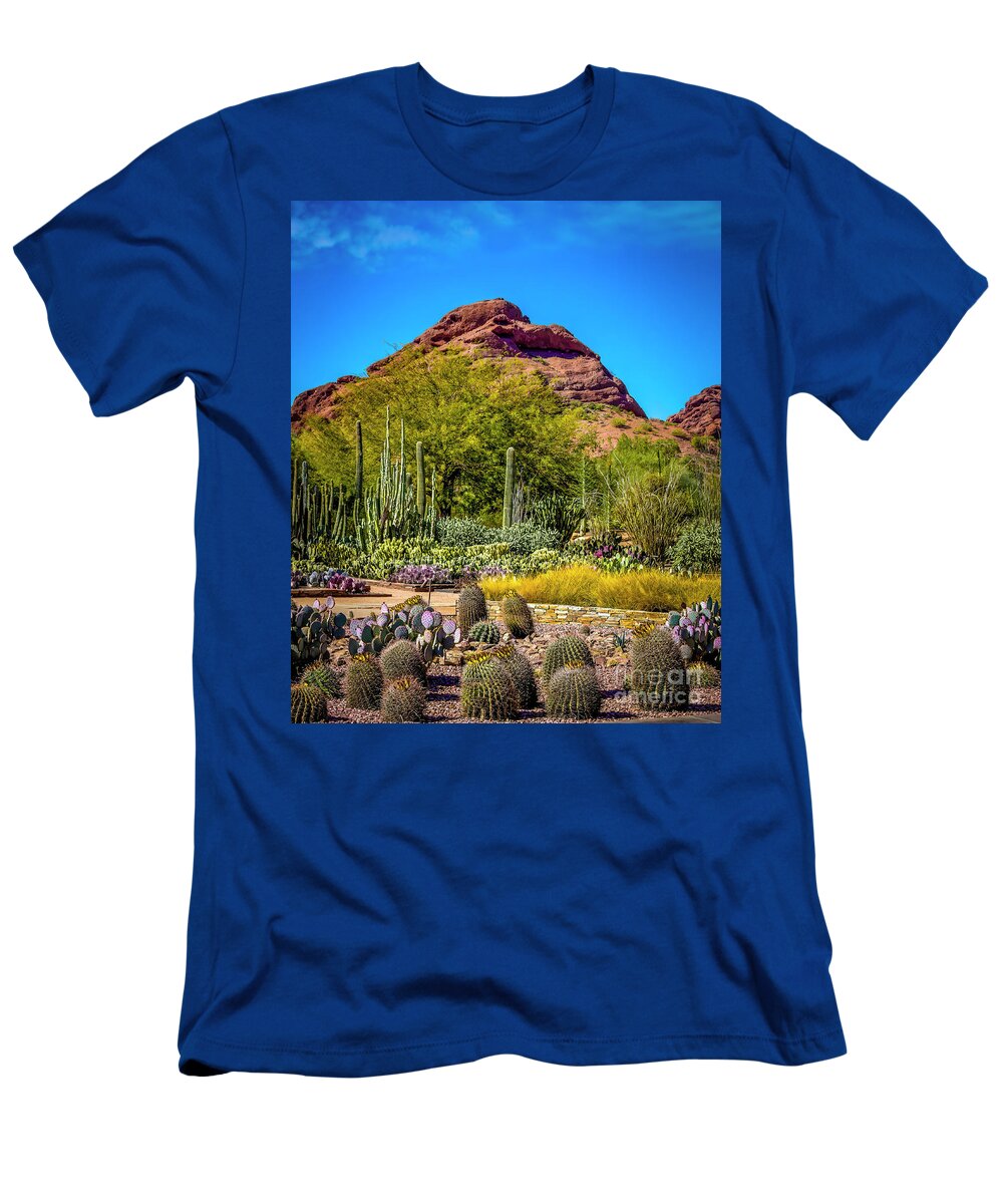 Jon Burch T-Shirt featuring the photograph Mt. Papago and Cacti by Jon Burch Photography