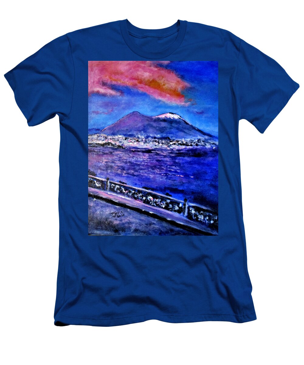 Naples Italy T-Shirt featuring the painting Napoli Magenta Sunrise by Clyde J Kell