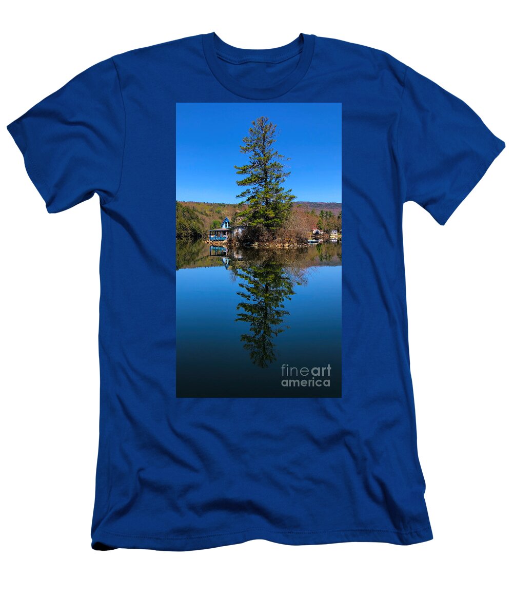 Lake T-Shirt featuring the photograph Newfound Reflections Loon Island by Xine Segalas