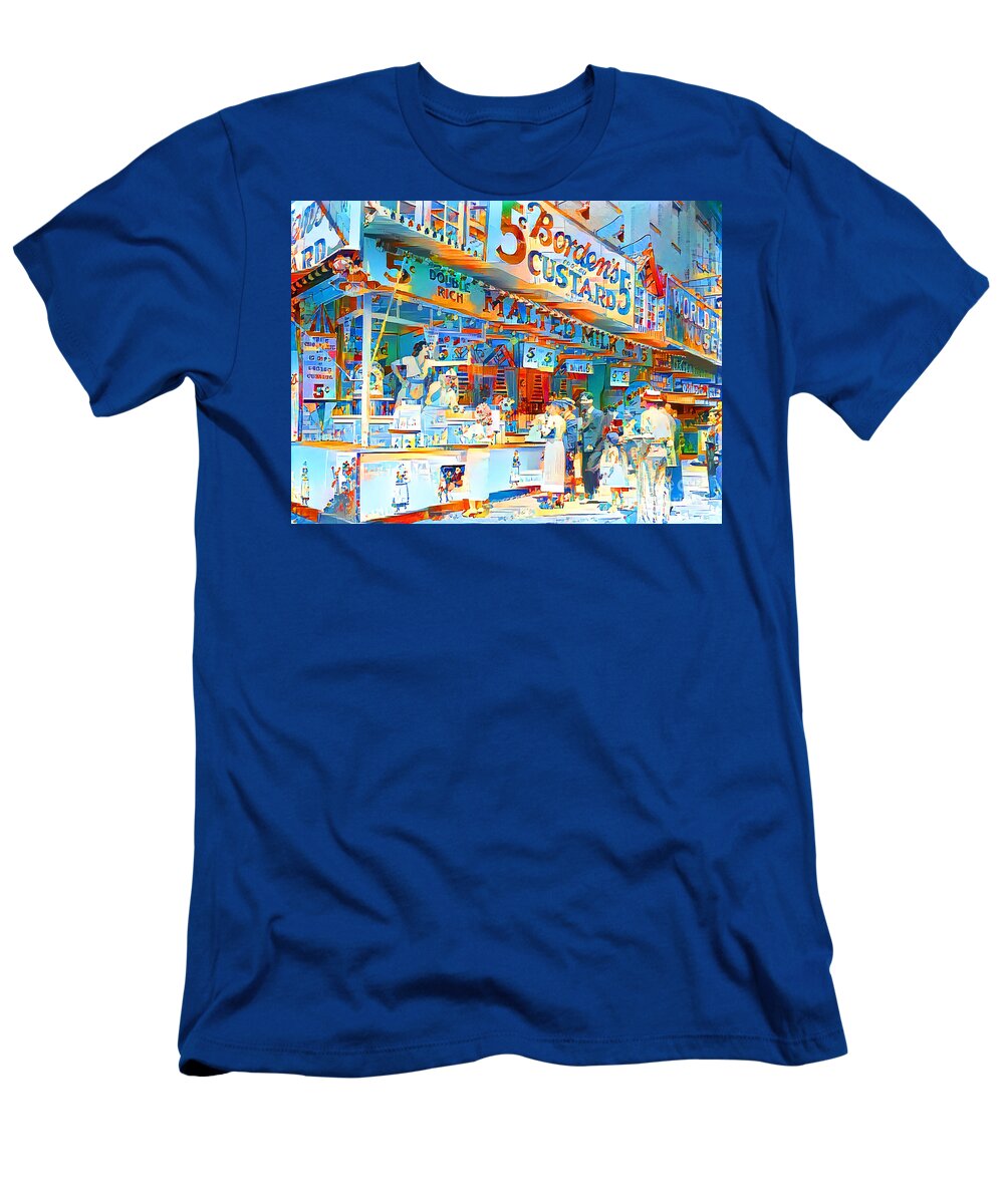 Wingsdomain T-Shirt featuring the photograph Old New York Coney Island in Vogue Esprit Colors 20200522v4 by Wingsdomain Art and Photography