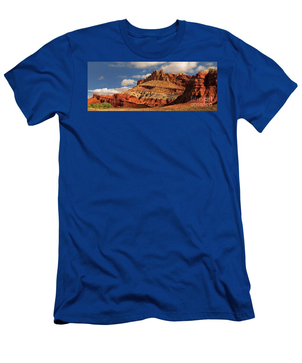 Dave Welling T-Shirt featuring the photograph Panoramic The Castle Formation Capitol Reef National Park by Dave Welling