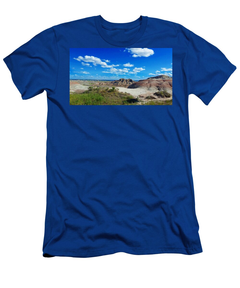 Badlands National Park T-Shirt featuring the photograph Perfect Day in the Badlands National Park by Ally White