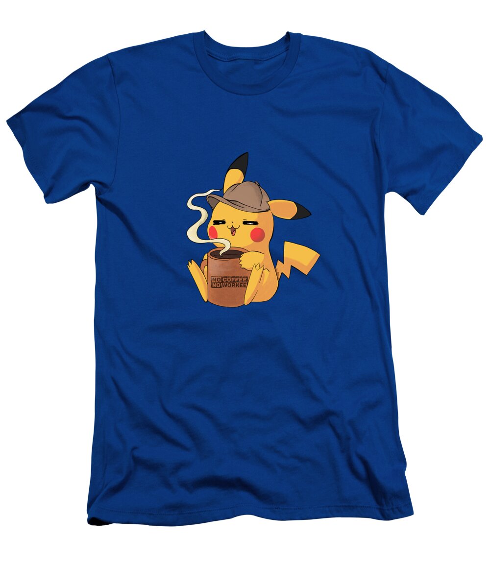 Pikachu coffee workee T-Shirt by Andrea - Fine Art