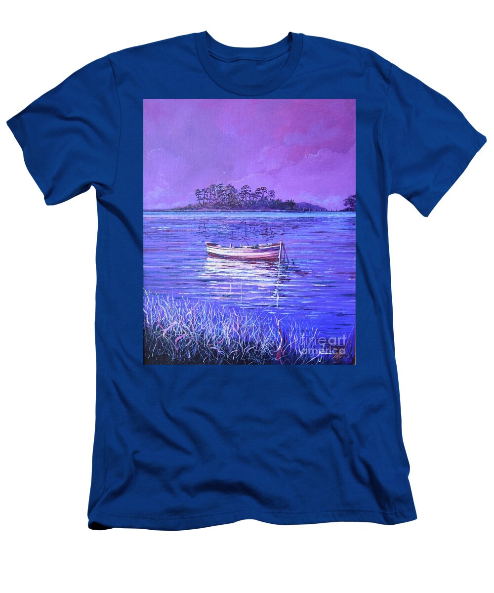 Nature T-Shirt featuring the painting Pink Marsh by Sinisa Saratlic