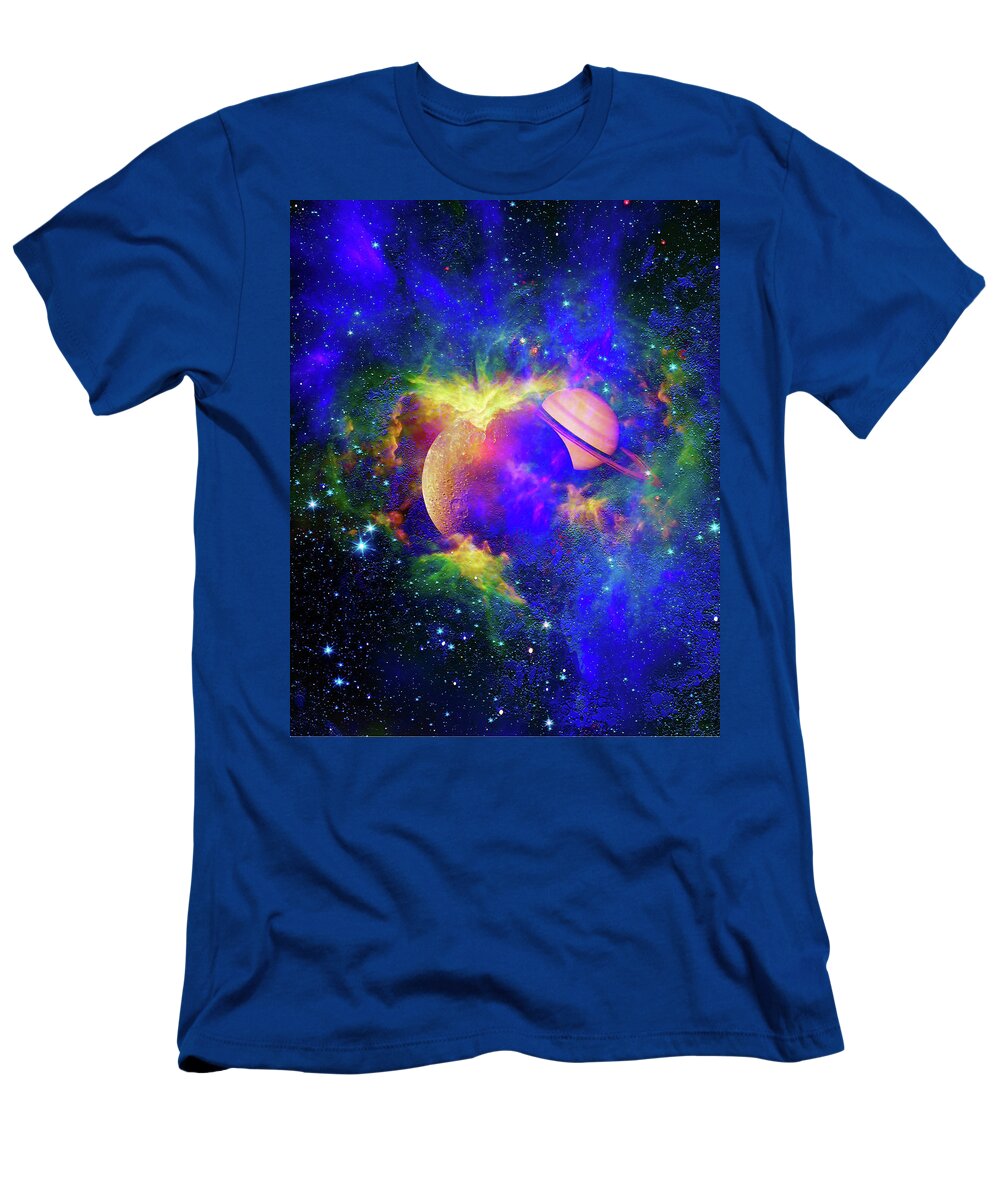 Outer Space T-Shirt featuring the digital art Planets Obscured in a Nebula Cloud by Don White Artdreamer