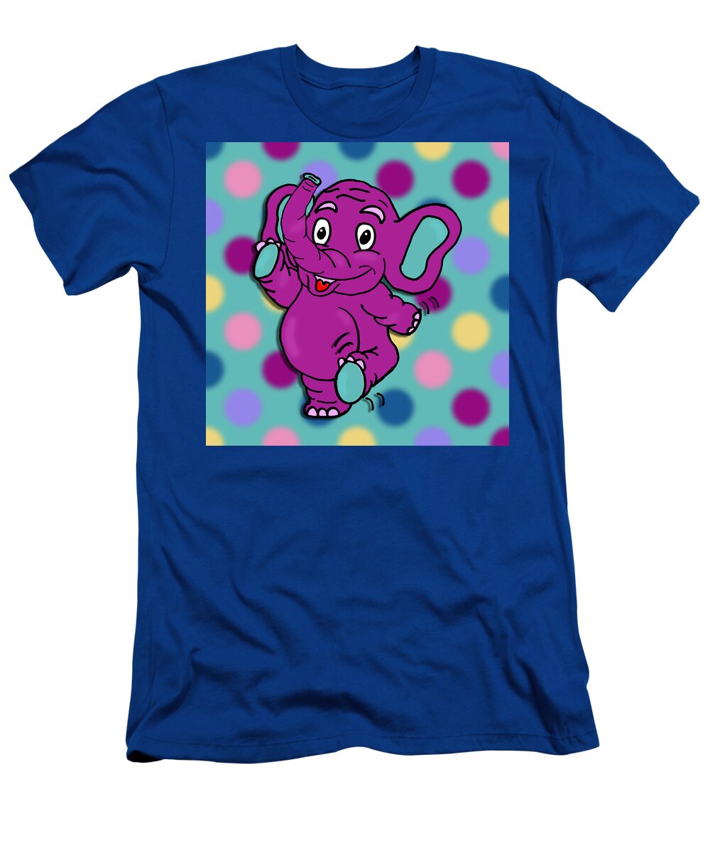 Children's Art T-Shirt featuring the mixed media Polka Dot Animals ...Hippity Hop Elephant by Kelly Mills