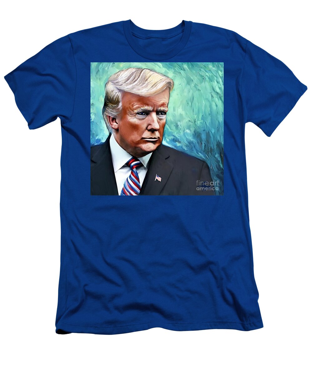 Political Art T-Shirt featuring the digital art Portrait President Donald J Trump by Stacey Mayer