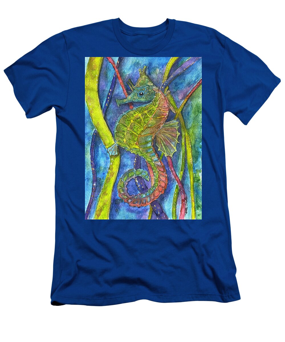 Seahorse T-Shirt featuring the painting Pretty Little Seahorse by Dottie Visker