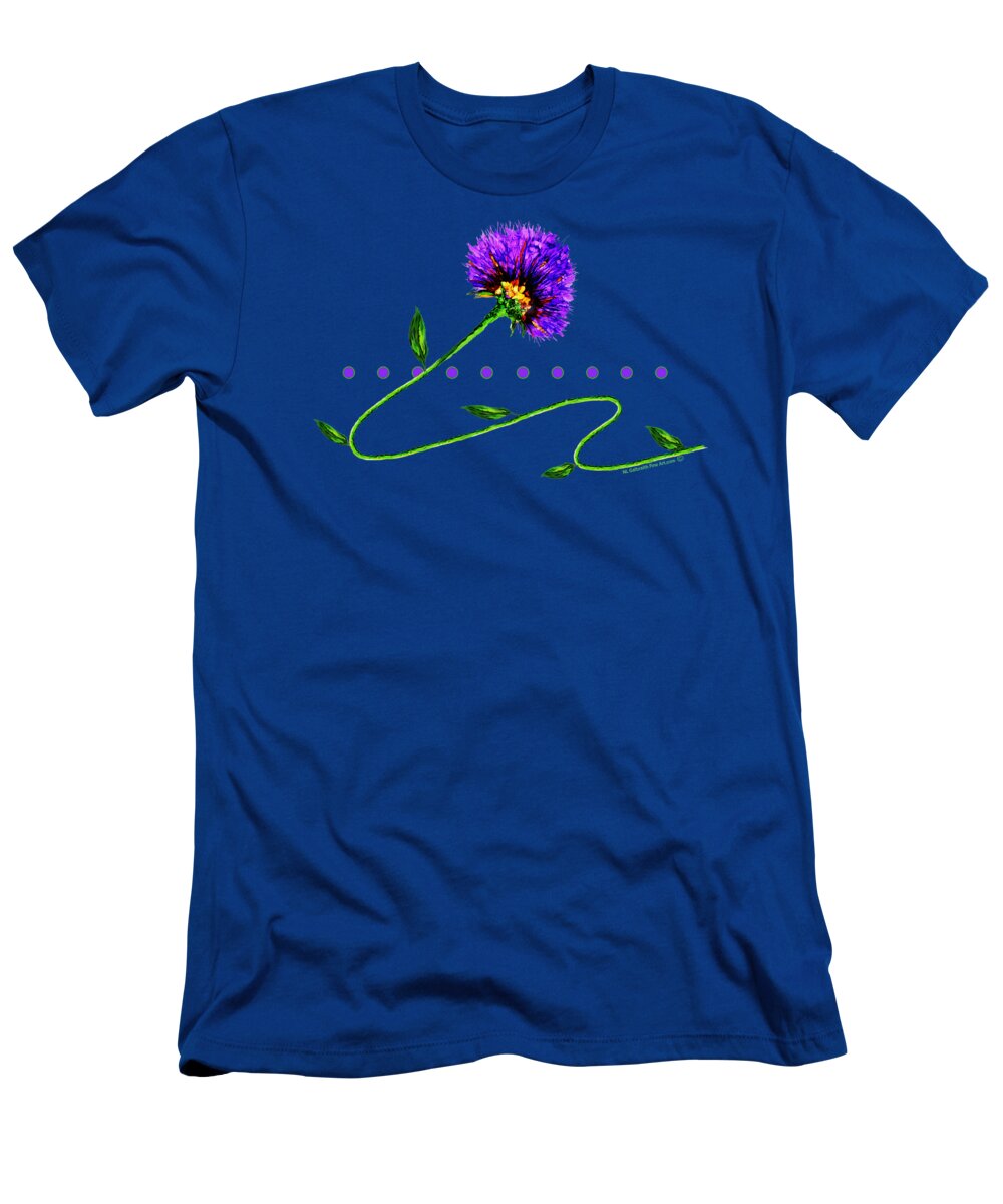 Purple T-Shirt featuring the mixed media Purple Flower On A Vine by NL Galbraith