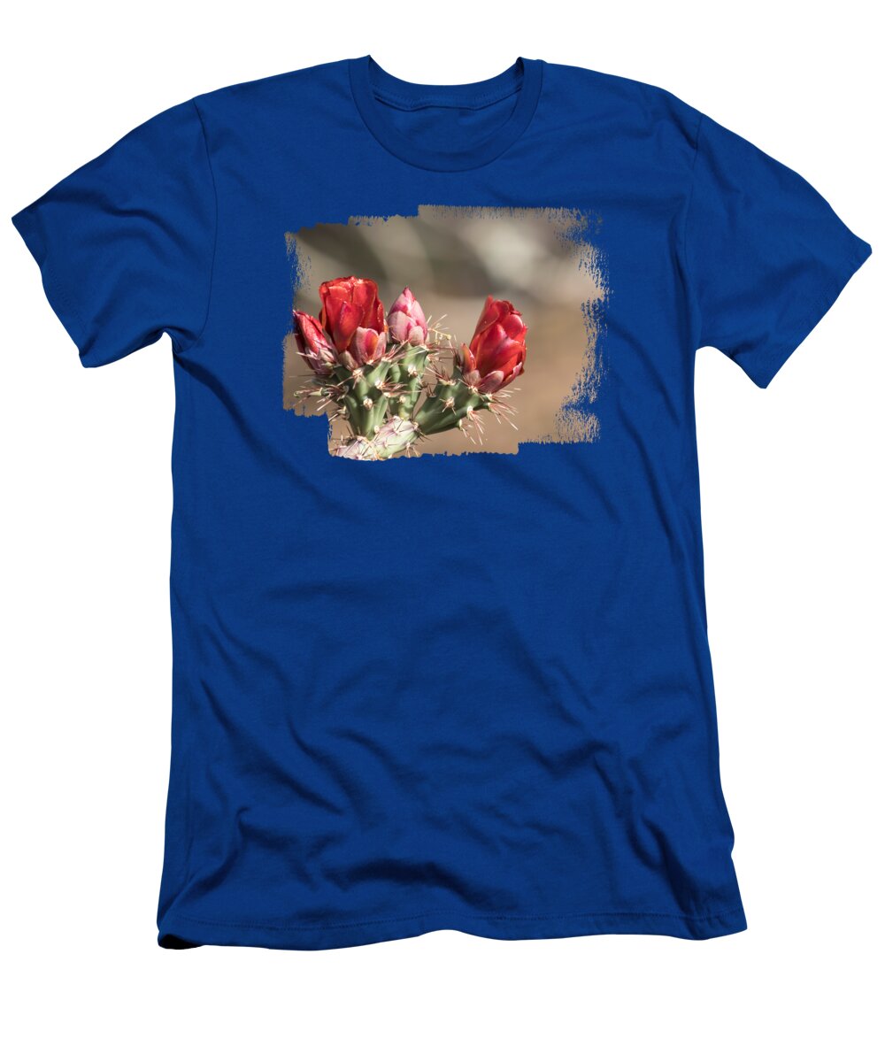 Cholla T-Shirt featuring the photograph Red Cholla Blossoms by Elisabeth Lucas