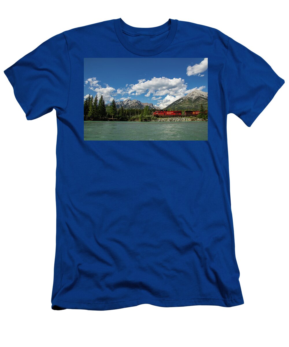 Mountains T-Shirt featuring the photograph Rocky Mountain Train by Cindy Robinson