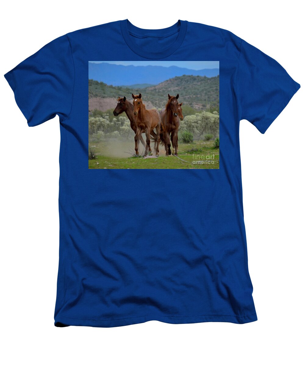 Salt River Wild Horse T-Shirt featuring the digital art Running Wild and Free by Tammy Keyes