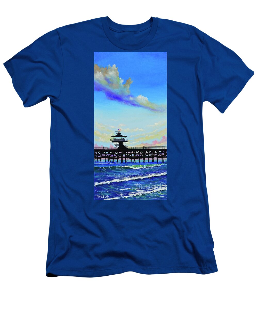 San Clemente T-Shirt featuring the painting San Clemente Seaside by Mary Scott