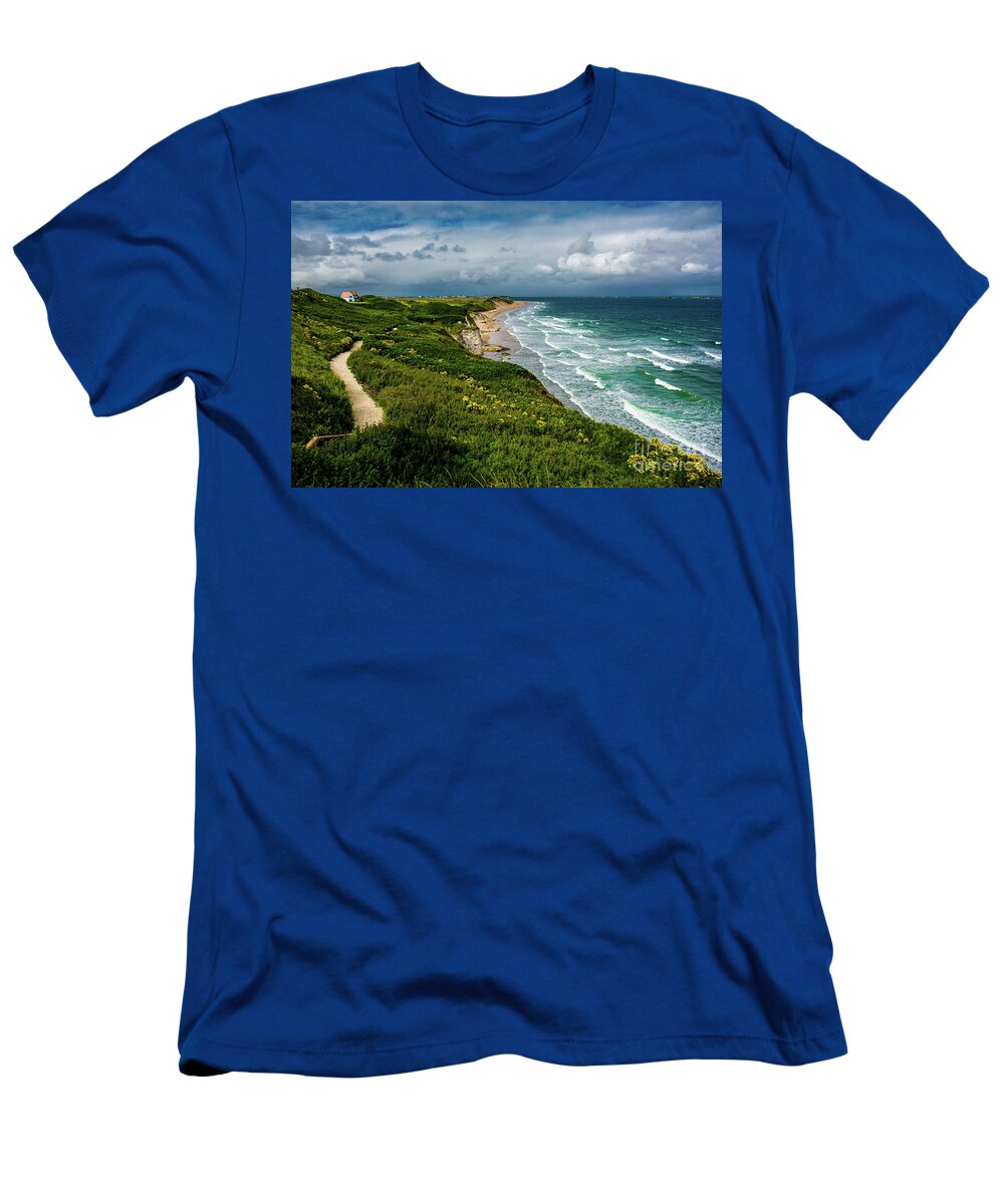 Ireland T-Shirt featuring the photograph Sandy Beach and Coastal Landscape in Northern Ireland by Andreas Berthold