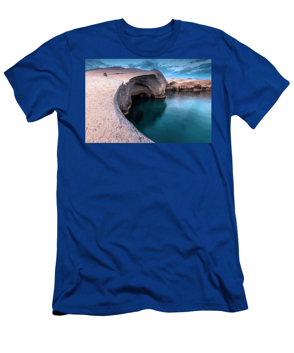 Aegean Sea T-Shirt featuring the photograph Sarakiniko by Evgeni Dinev