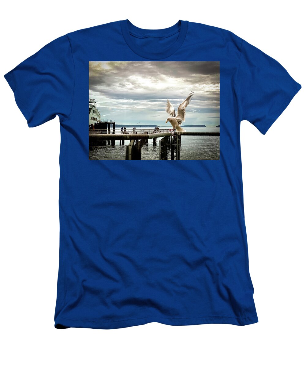 Seabird T-Shirt featuring the photograph Seagull's landing by Anamar Pictures