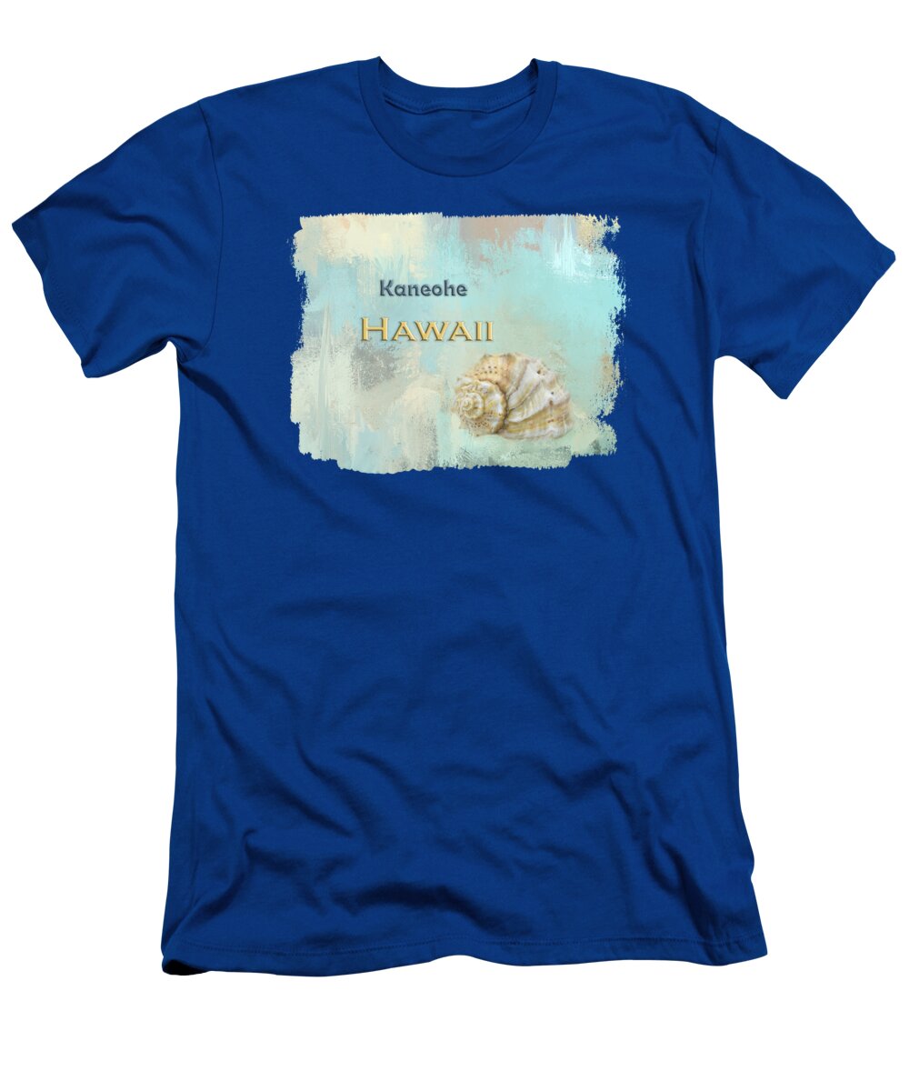 Kaneohe T-Shirt featuring the mixed media Seashell Kaneohe Hawaii by Elisabeth Lucas