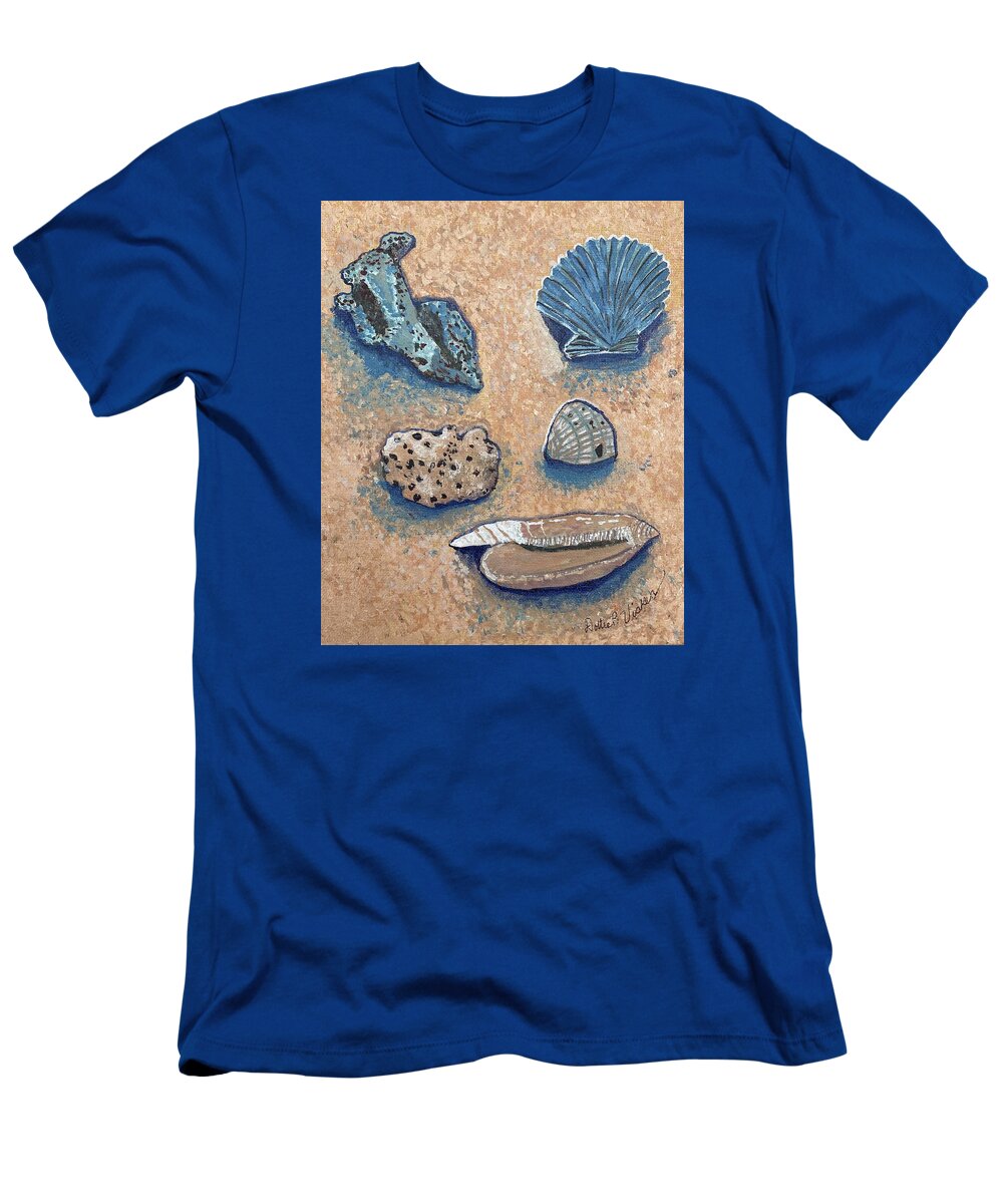 Seashells T-Shirt featuring the painting Seashell study by Dottie Visker