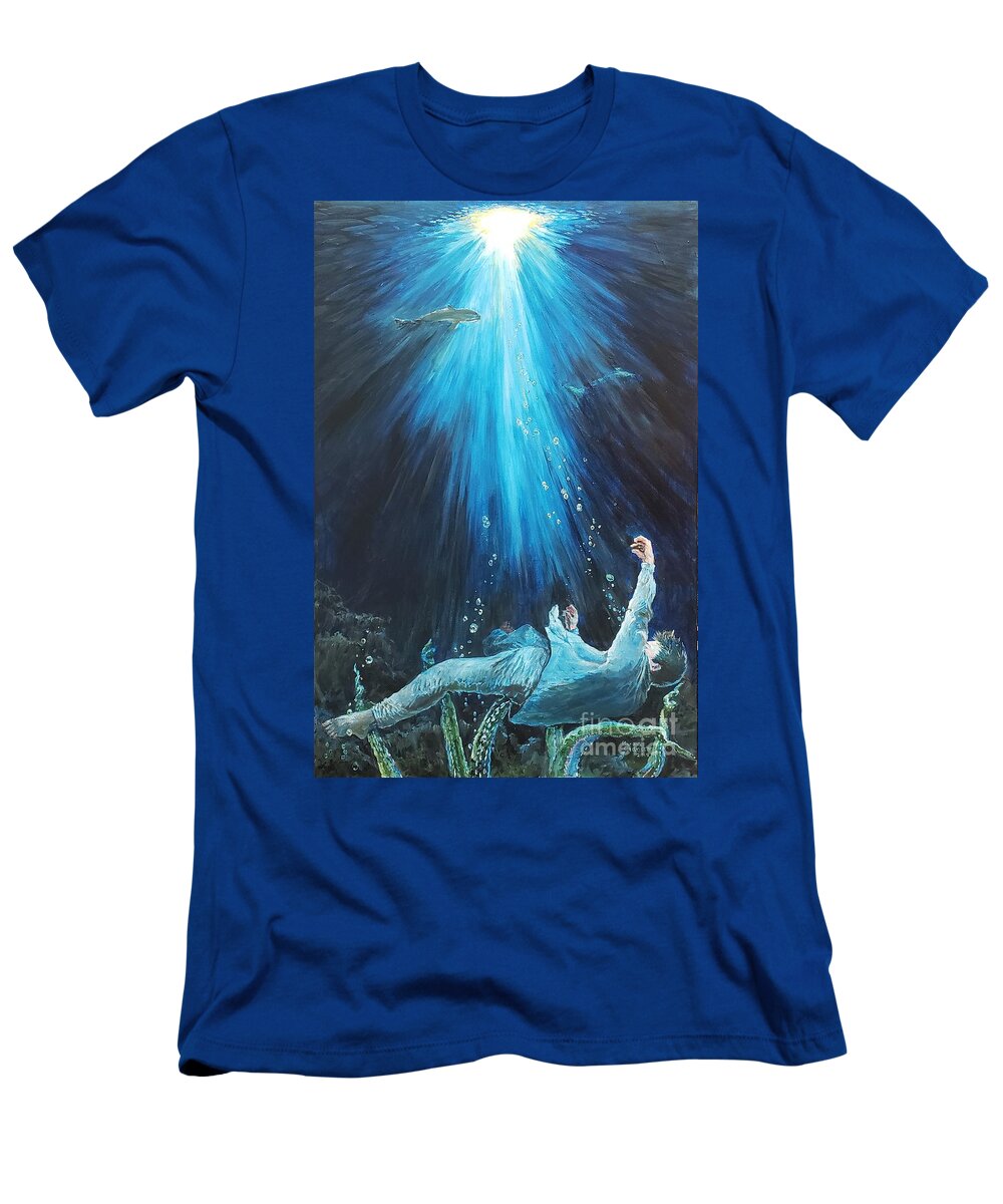 Depression T-Shirt featuring the painting Sinking into Depression by Merana Cadorette