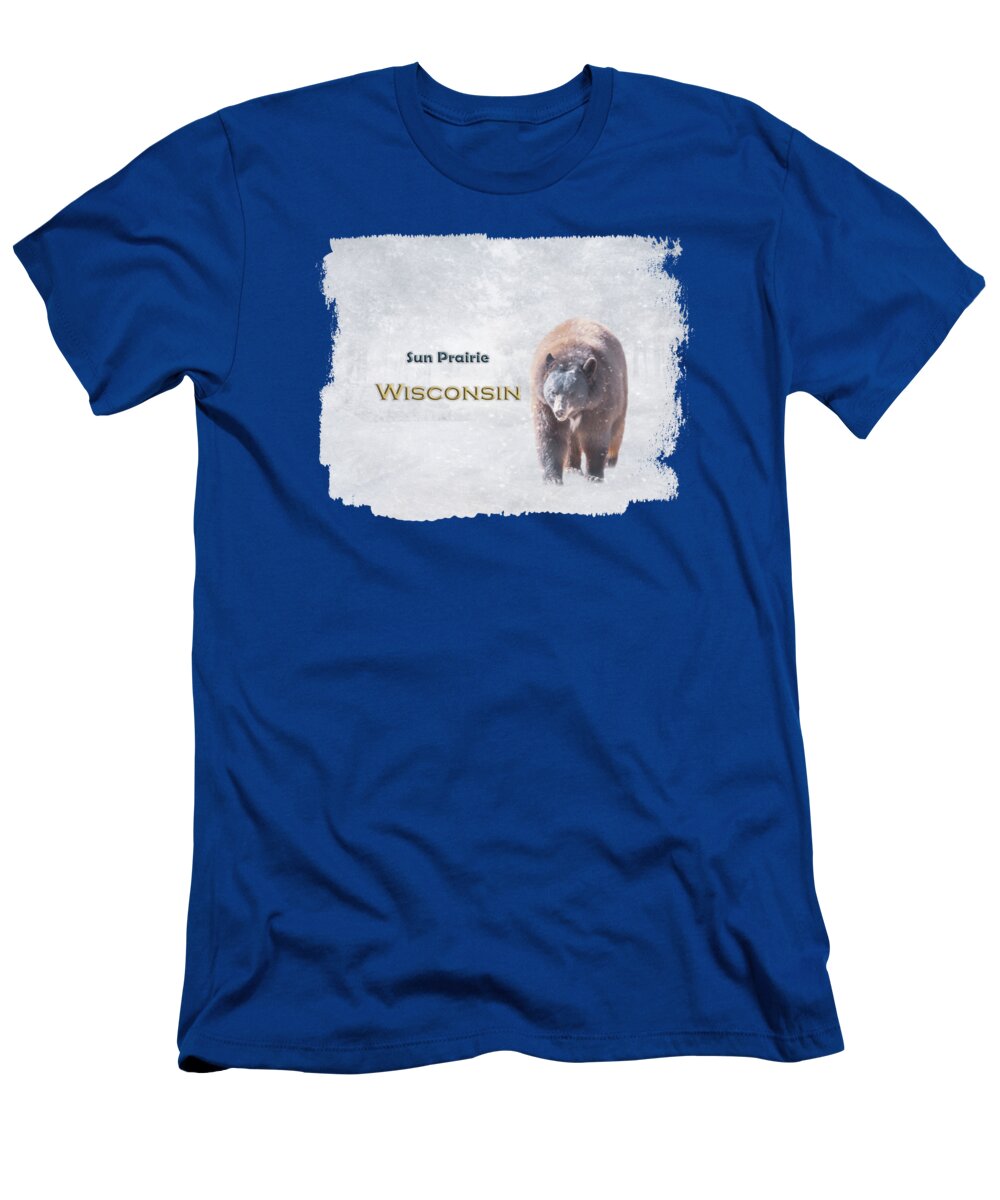 Sun Prairie T-Shirt featuring the mixed media Snow Bear Sun Prairie Wisconsin by Elisabeth Lucas