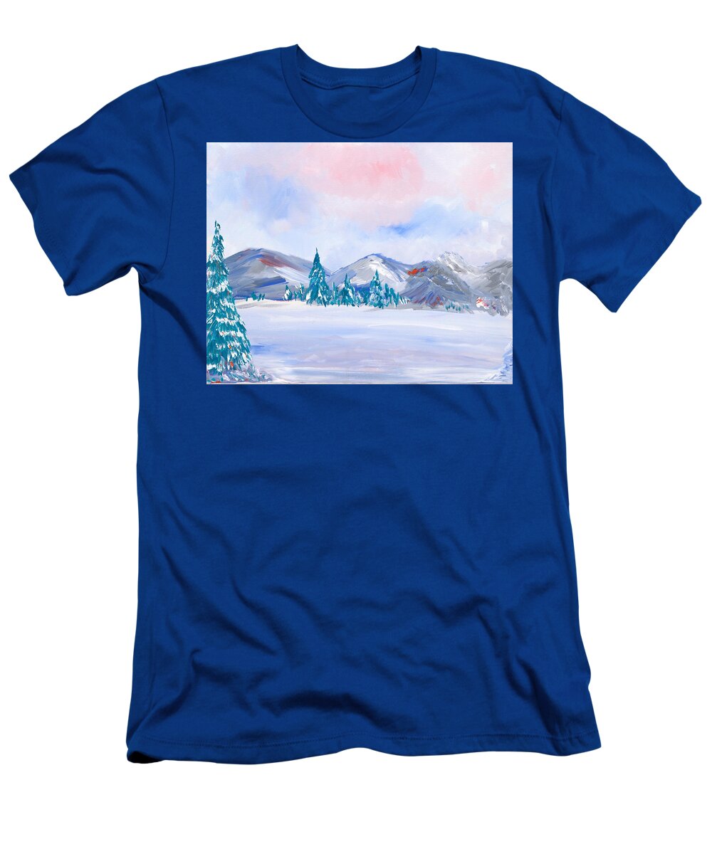 Snow T-Shirt featuring the painting Snowy Mountains by Britt Miller
