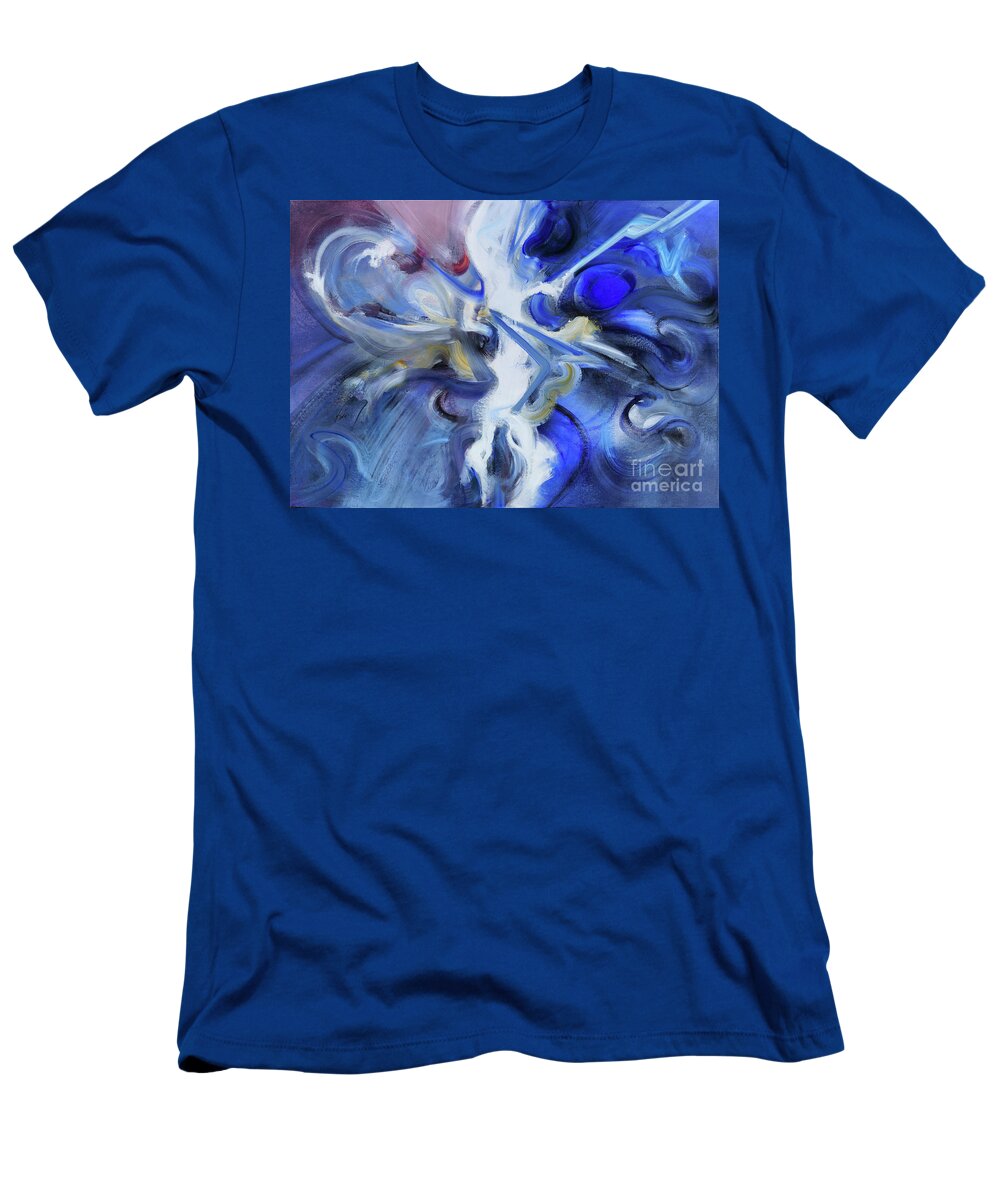 Gestural Abstract Oil Painting T-Shirt featuring the painting Sometimes The Silence Can Be Like Thunder, B. Dylan by Ritchard Rodriguez