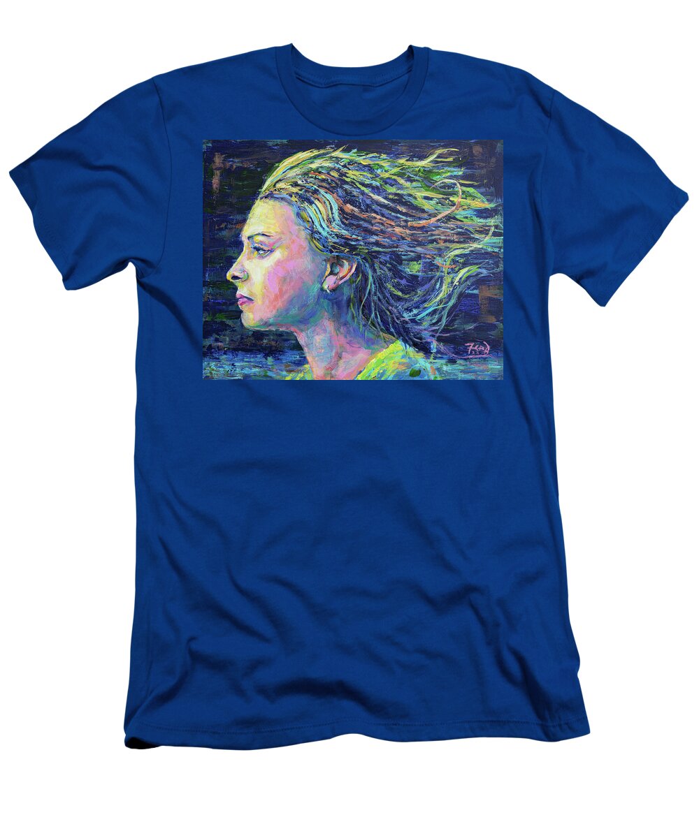 Acrylic T-Shirt featuring the painting Stephie always has the best boat hair by Robert FERD Frank