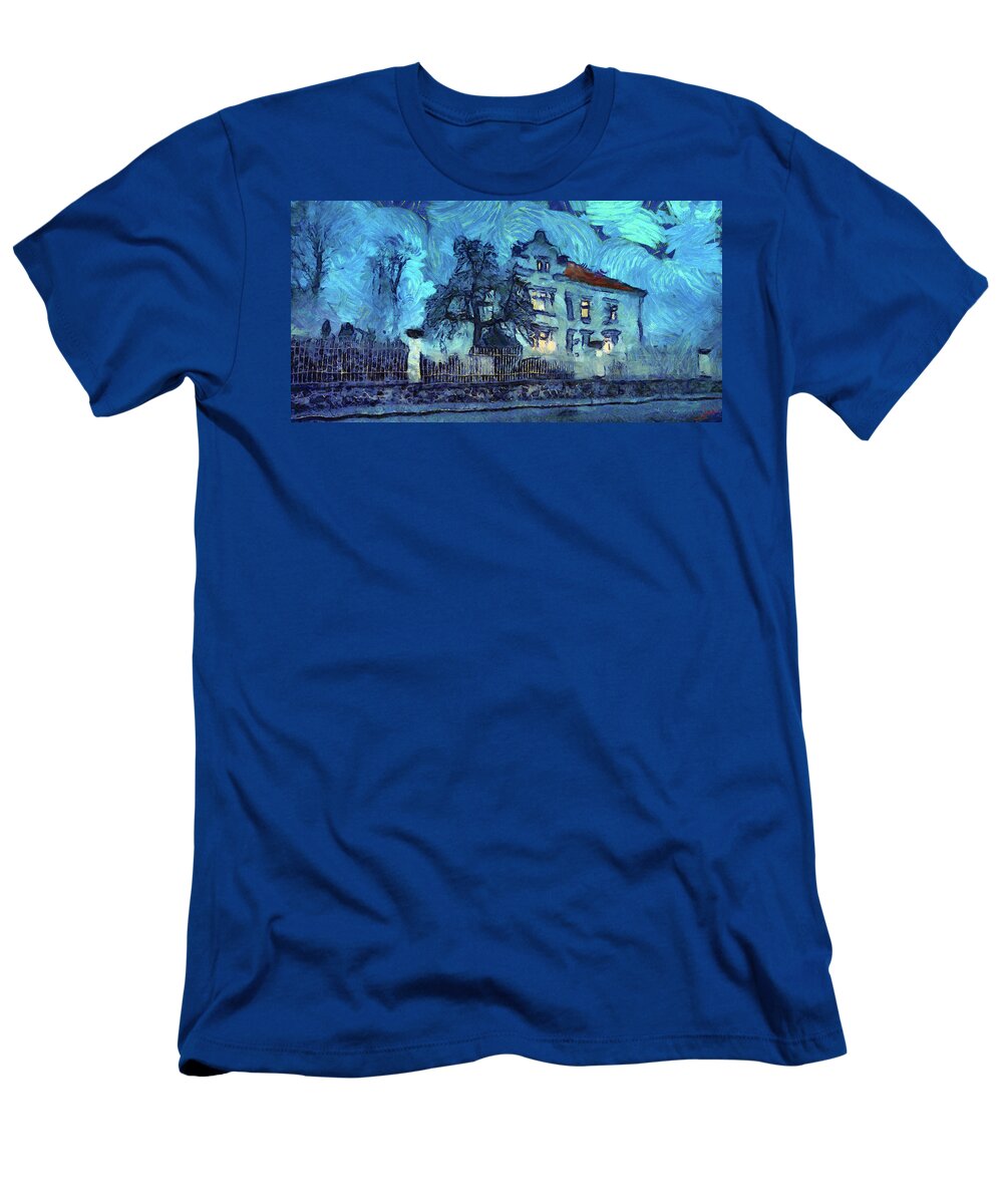 Stormy Night T-Shirt featuring the painting Stormy night by George Rossidis