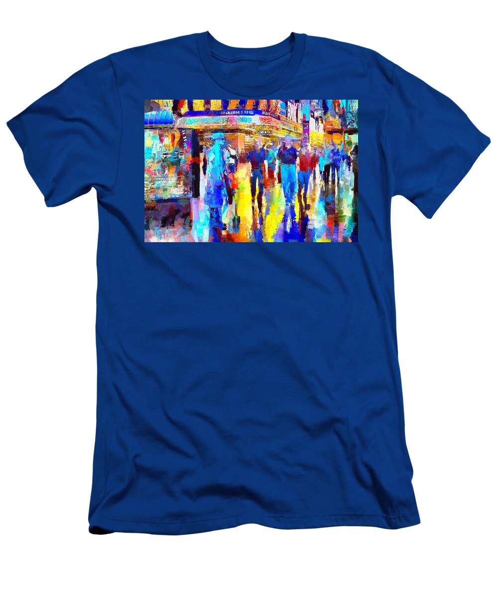 Street Mime T-Shirt featuring the mixed media Street Mime Entertainer, Las Vegas by Tatiana Travelways
