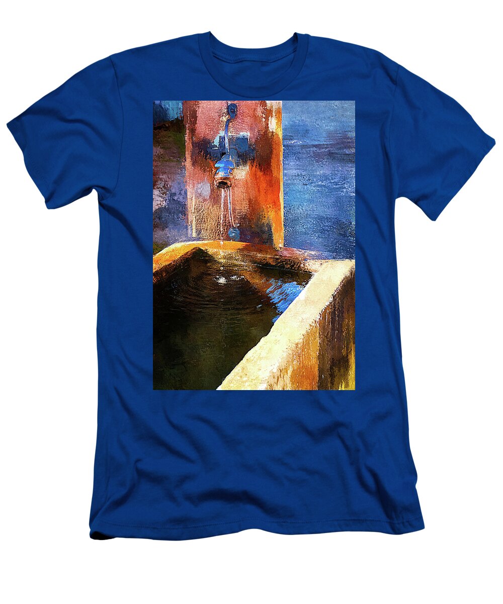 Street T-Shirt featuring the photograph Street water fountain, Alsace by Tatiana Travelways