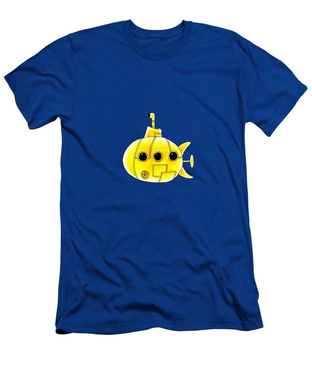 Yellow T-Shirt featuring the mixed media Submarine by Andrew Hitchen