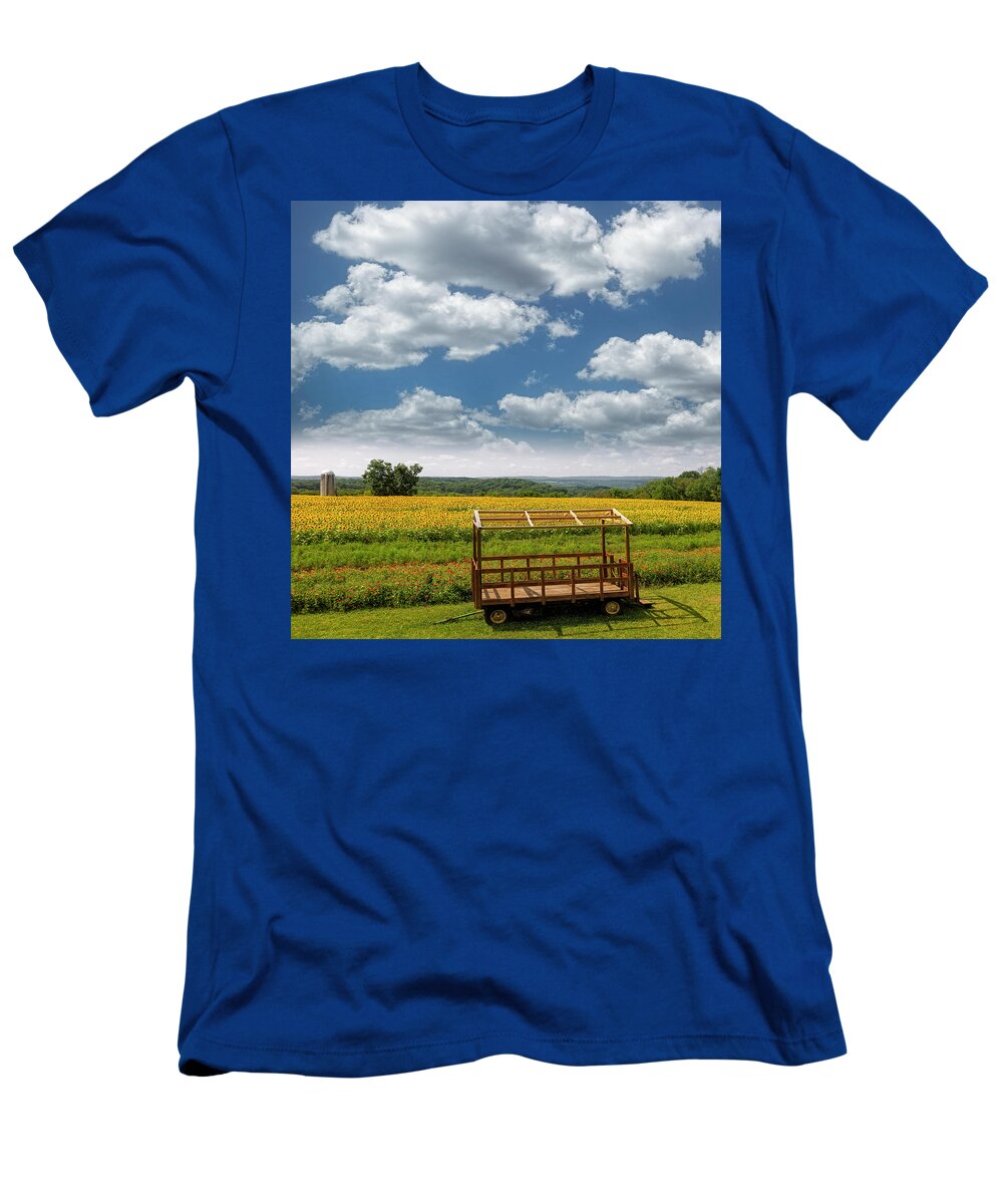 Sunflower Field T-Shirt featuring the photograph Sunflower Fileds by Susan Candelario