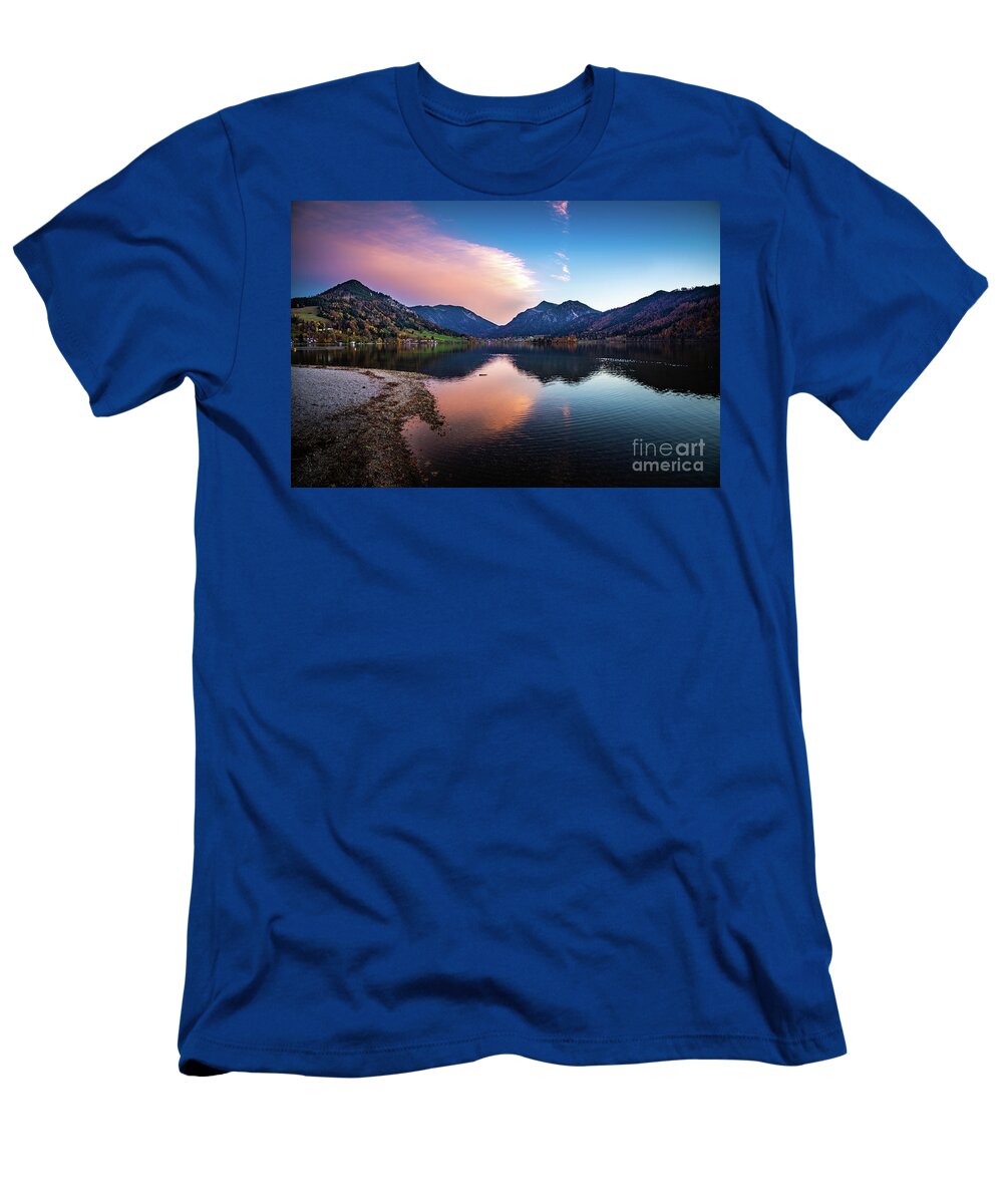 Schliersee T-Shirt featuring the photograph Sunset at the Schliersee III by Hannes Cmarits