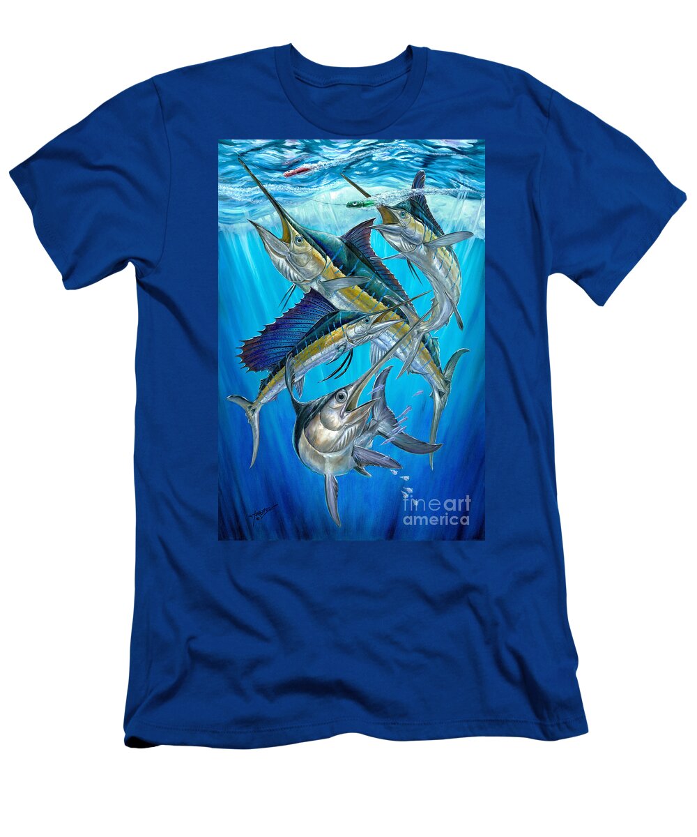 Super Slam With Swordfish T-Shirt featuring the painting Super slam with swordfish by Terry Fox
