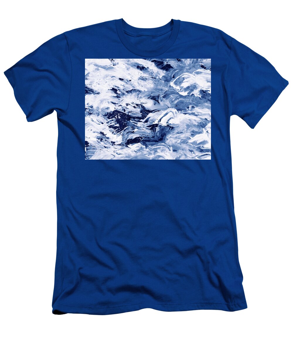 Waves T-Shirt featuring the painting Surfing The Waves Of The Ocean Abstract Contemporary Art I by Irina Sztukowski