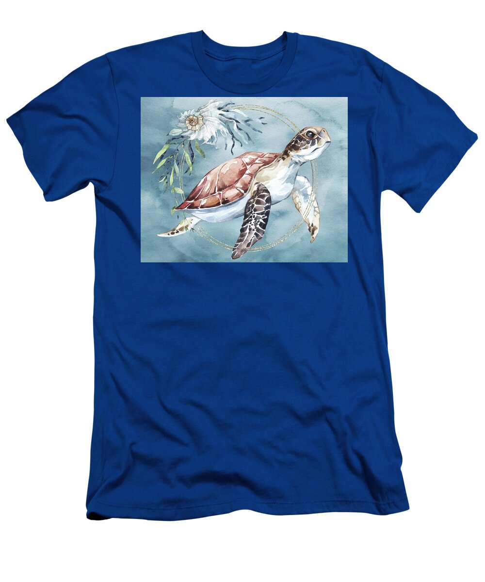 Take Your Time T-Shirt featuring the painting Take Your Time - Turtle Art by Jordan Blackstone
