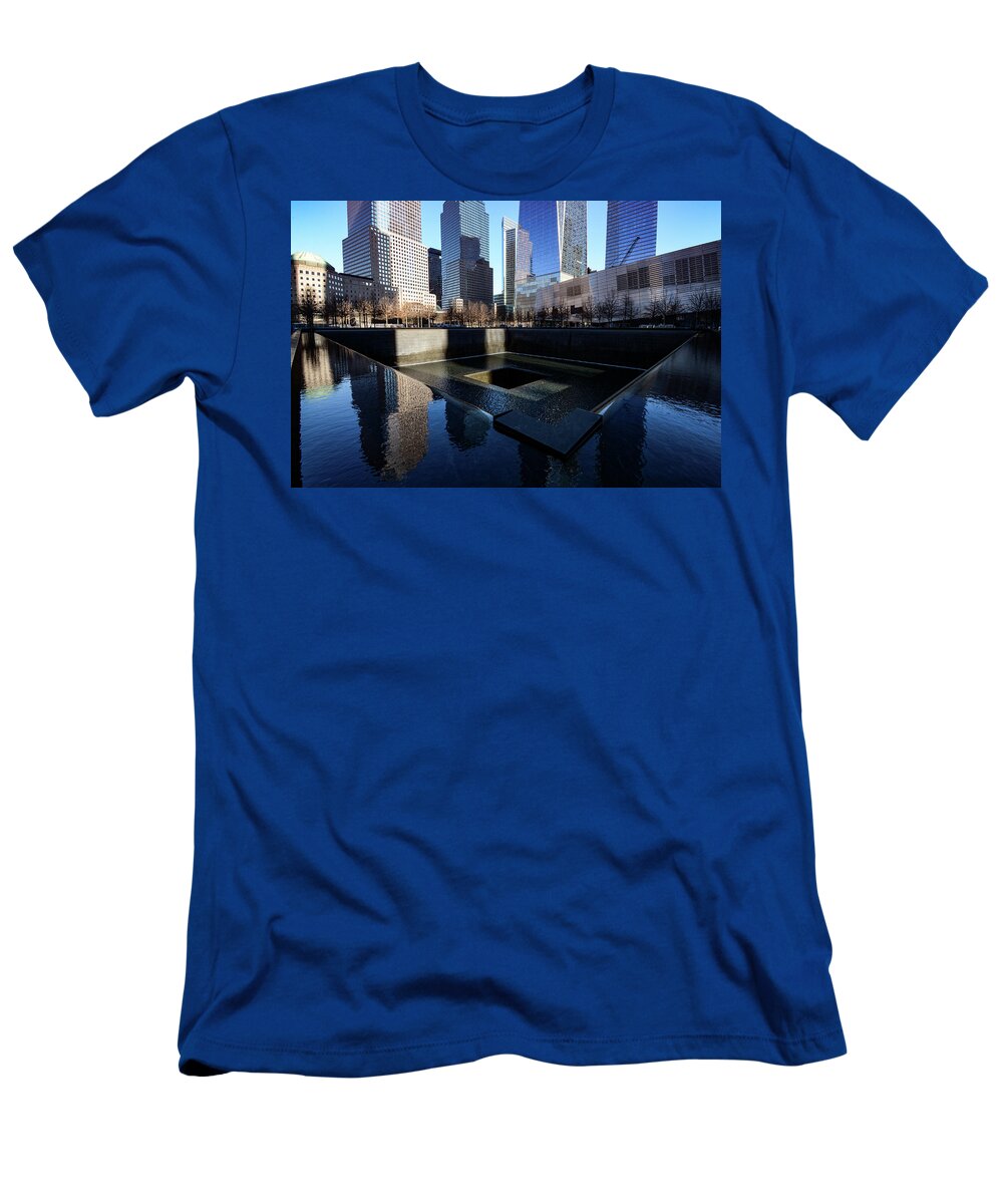 9/11 T-Shirt featuring the photograph For The Survivors - Ground Zero, 9/11 Memorial. New York City by Earth And Spirit