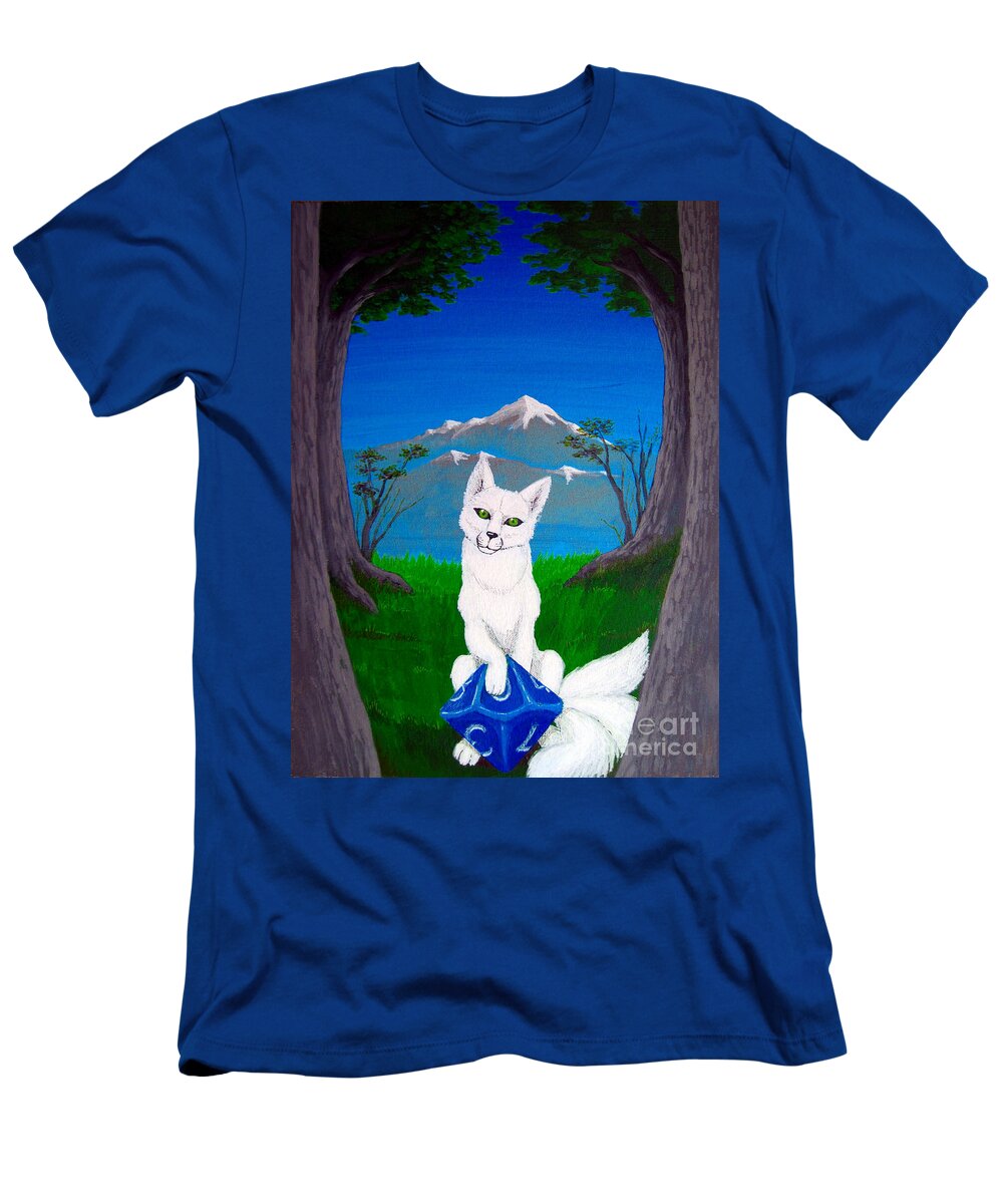 Kitsune T-Shirt featuring the painting The Die of Fate by Rohvannyn Shaw