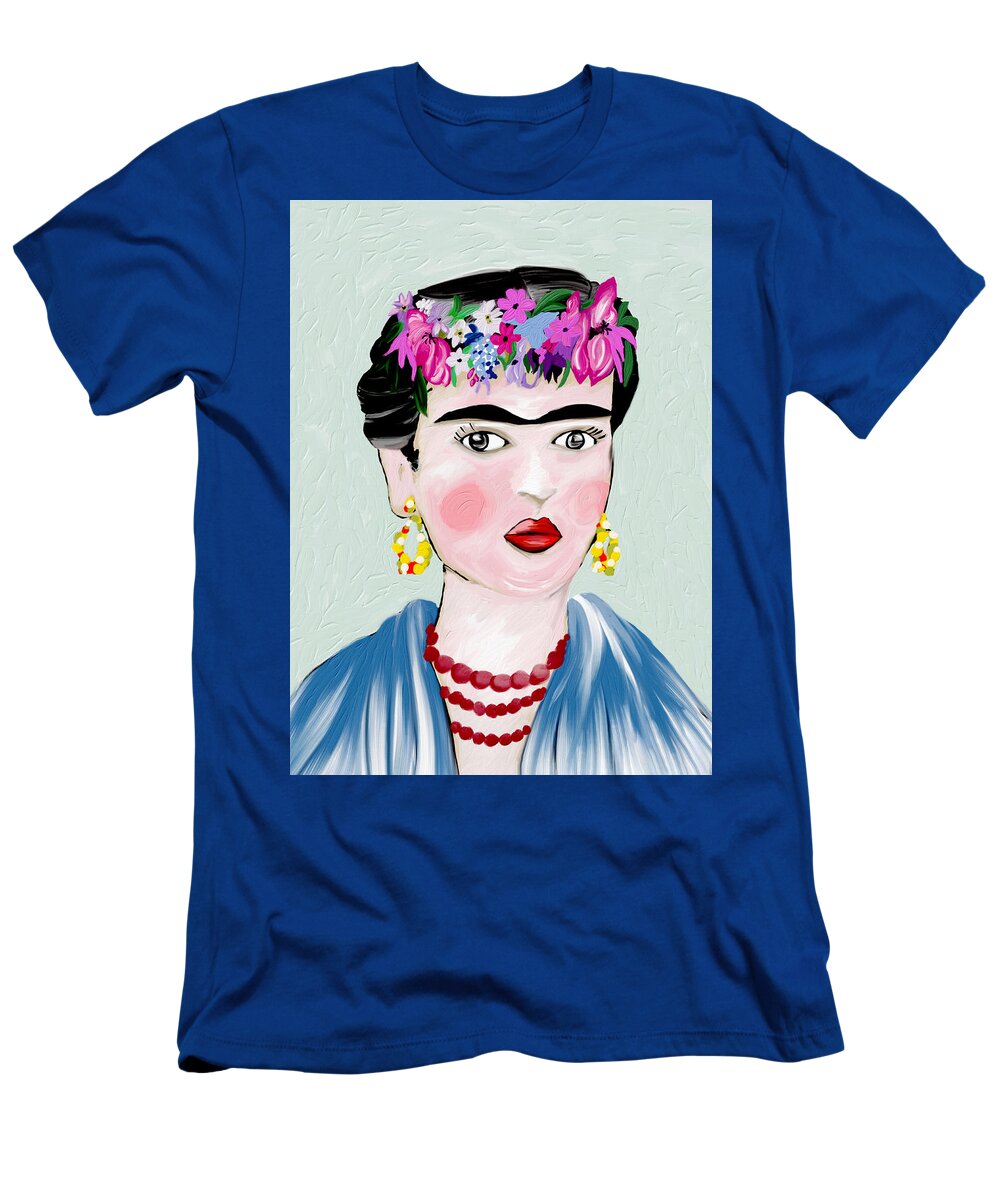 Frida Khalo T-Shirt featuring the mixed media The Inspirational Frida Khalo by Ann Leech