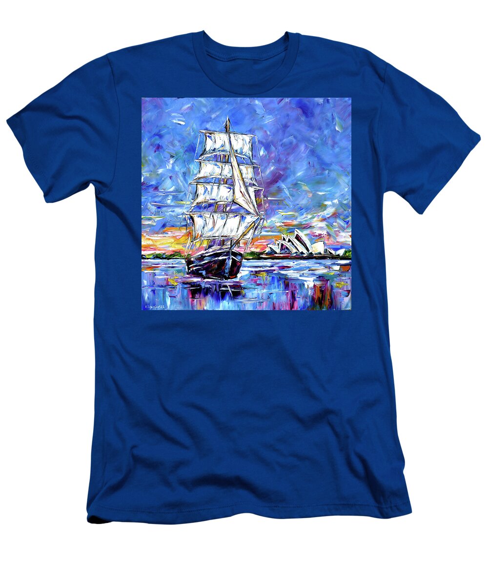 Sydney Opera House T-Shirt featuring the painting The Ship Off Sydney by Mirek Kuzniar