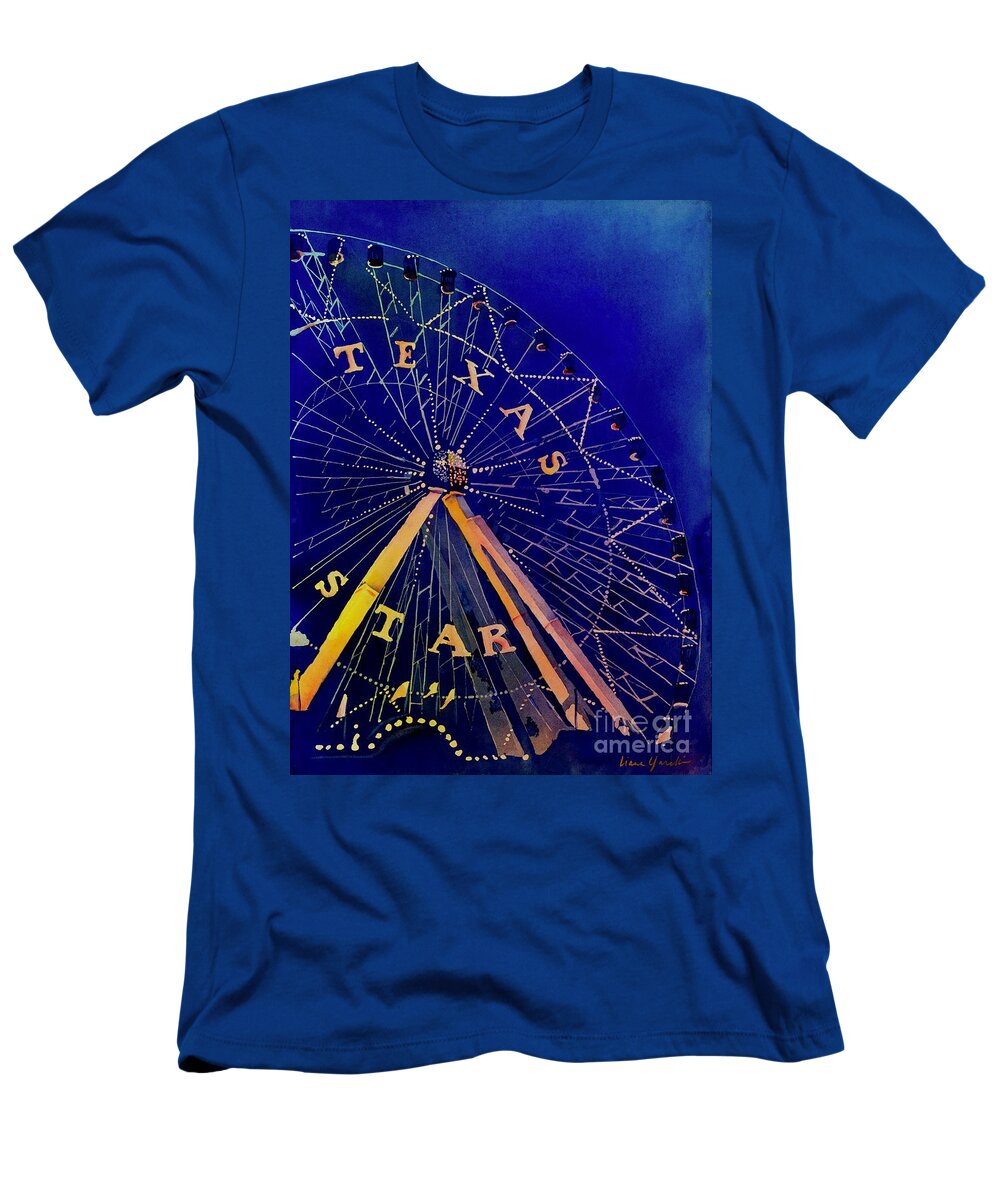 Ferris Wheel T-Shirt featuring the painting The Texas Star JPhoto by Liana Yarckin
