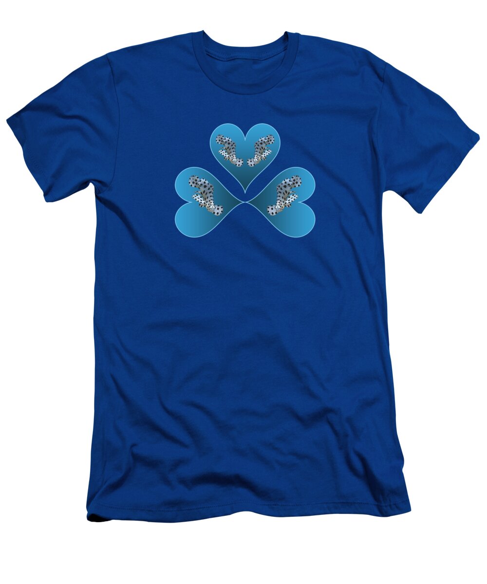 Juvenile Fish T-Shirt featuring the mixed media Three hearts in blue for a small fish - Cute motif of young fish - by Ute Niemann