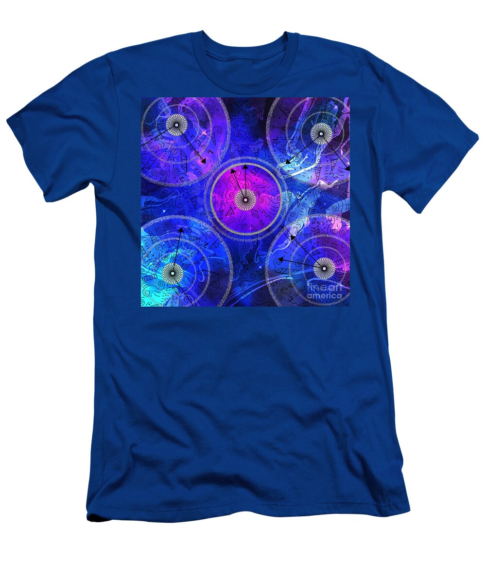 Blue T-Shirt featuring the mixed media Timelessness by Diamante Lavendar