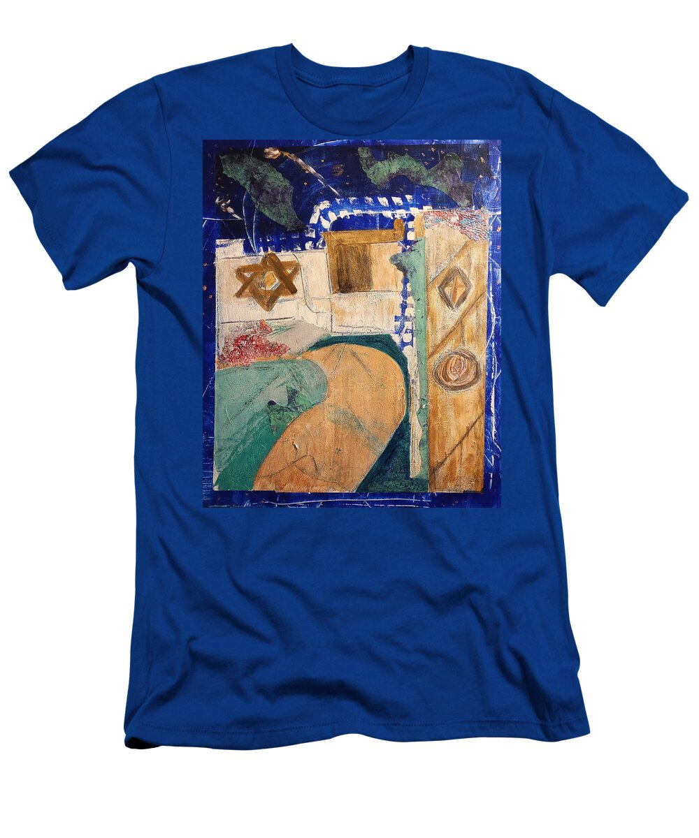 Abstract T-Shirt featuring the mixed media To the New City by Suzanne Berthier