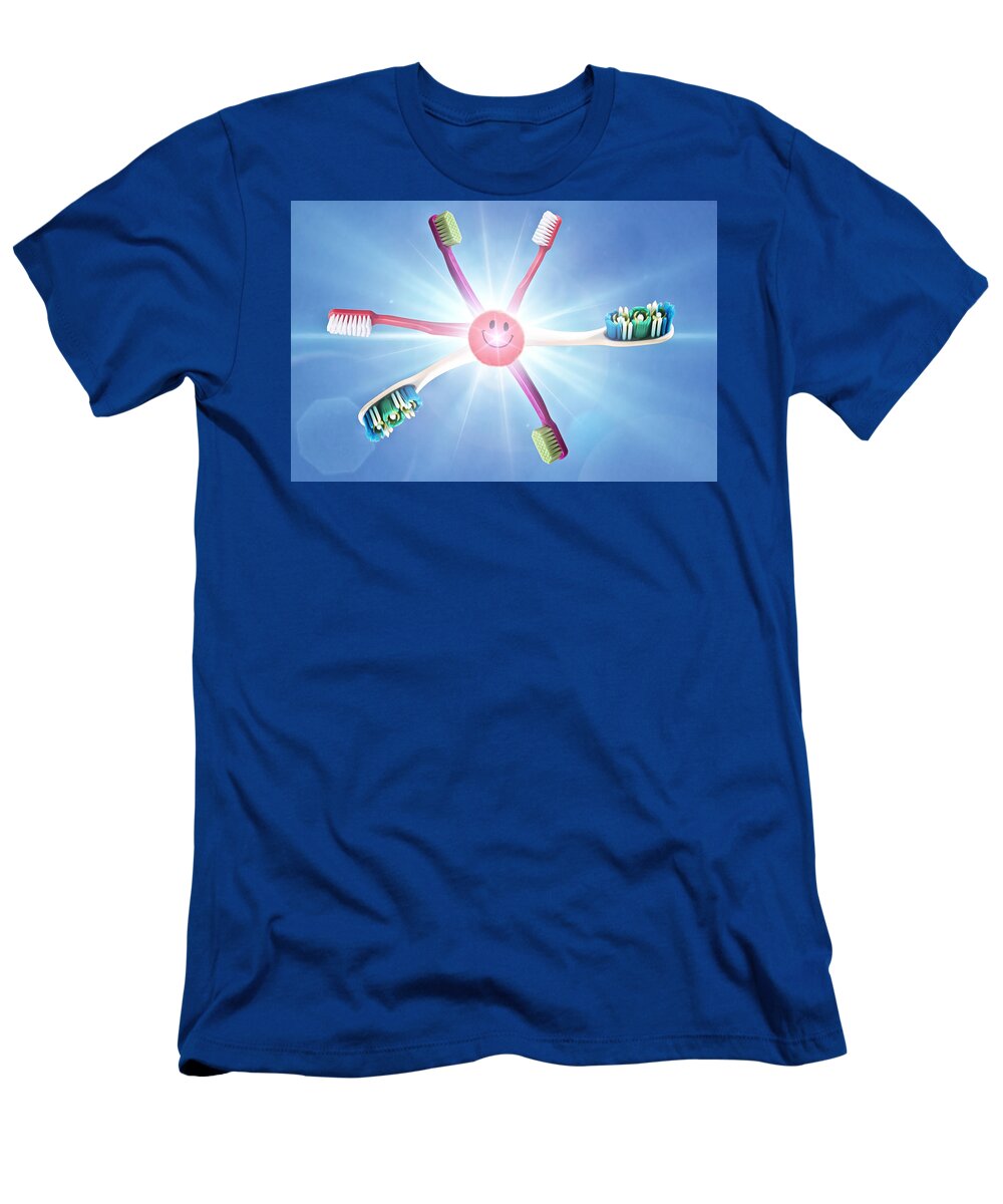 Dental T-Shirt featuring the digital art Toothbrush Sunburst by Gaby Ethington
