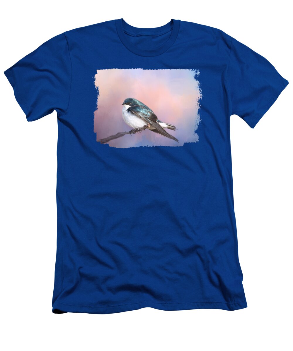 Swallow T-Shirt featuring the mixed media Tree Swallow 01 by Elisabeth Lucas