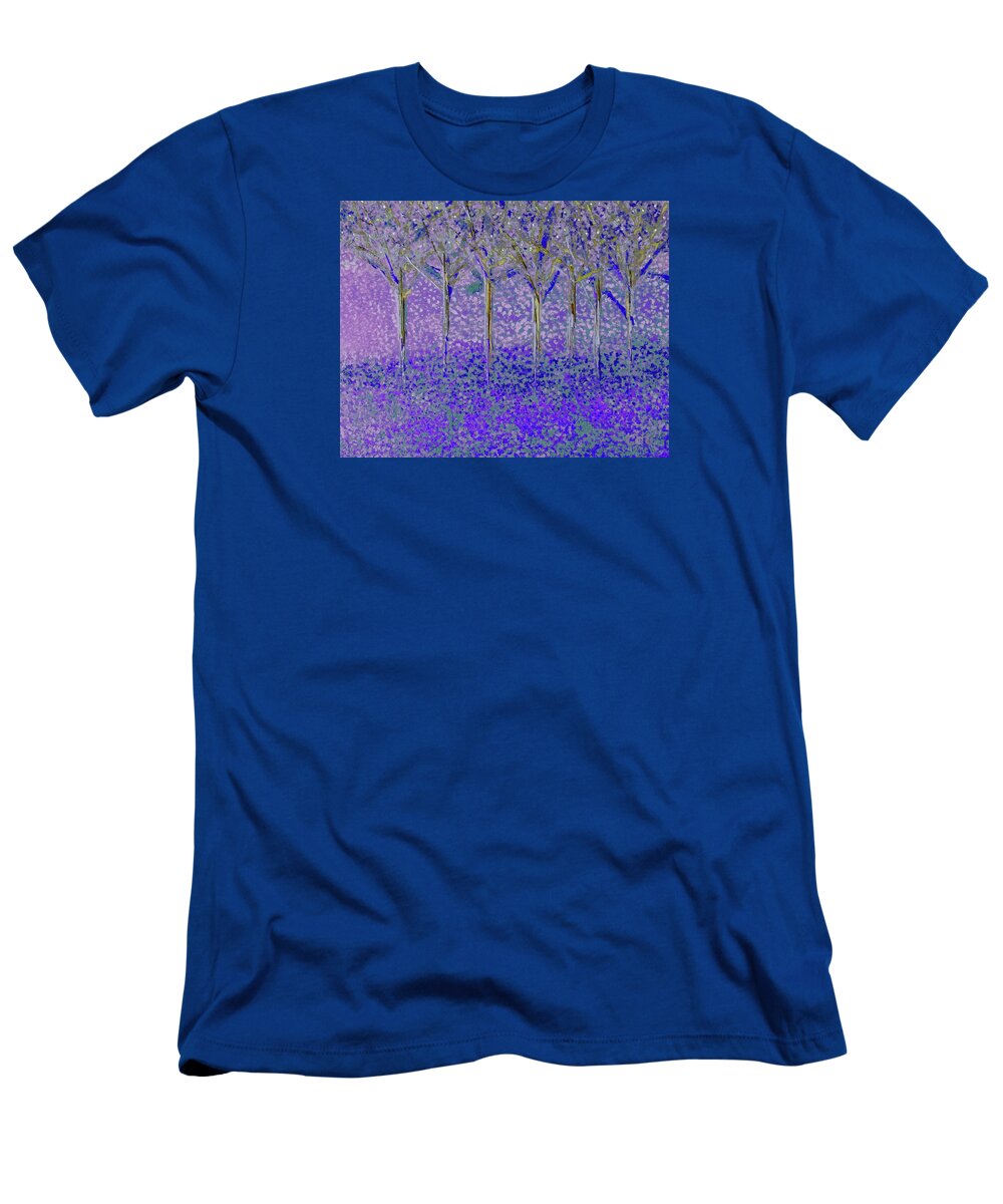 Trees T-Shirt featuring the painting Trees in Quiet Purple by Corinne Carroll