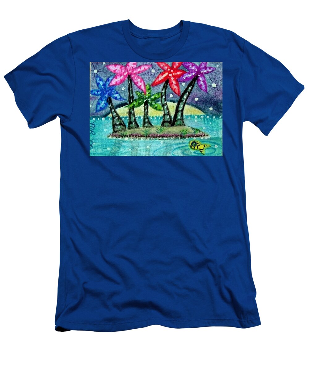 Tropical T-Shirt featuring the painting Tropical Island by Monica Resinger