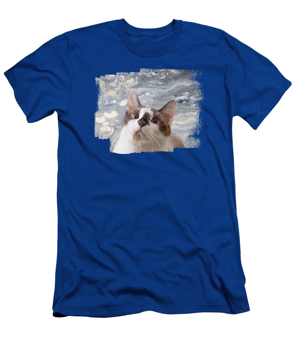 Snowshoe Cat T-Shirt featuring the mixed media Very Curious Snowshoe Cat One by Elisabeth Lucas